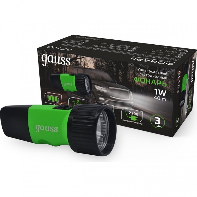 Фонарь ручной GAUSS GFL103 1W 40lm NI-MH 250mAh LED GF103 Фонарь ручной GAUSS GFL103 1W 40lm NI-MH 250mAh LED GF103