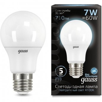 Лампа GAUSS BLACK LED A60 E27 7W 4100K Лампа GAUSS BLACK LED A60 E27 7W 4100K
