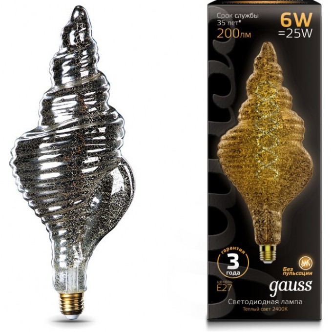 Лампа GAUSS LED VINTAGE BLACK FILAMENT FLEXIBLE TL120 6W E27 2400K 166802008 Лампа GAUSS LED VINTAGE BLACK FILAMENT FLEXIBLE TL120 6W E27 2400K 166802008
