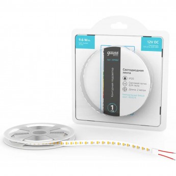 Лента GAUSS BASIC LED 2835/120 12V 9,6W/m 624lm/m 4000K 8mm IP20 2m Лента GAUSS BASIC LED 2835/120 12V 9,6W/m 624lm/m 4000K 8mm IP20 2m