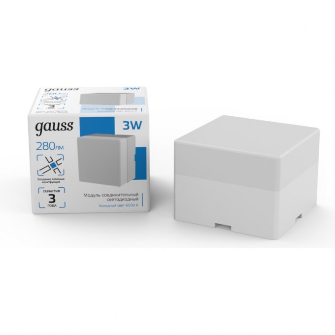 Модуль квадратный светодиодный GAUSS IP40 70*70*55мм 3W 280Лм 6500К Shop Lighting белый 1/100 883564348 Модуль квадратный светодиодный GAUSS IP40 70*70*55мм 3W 280Лм 6500К Shop Lighting белый 1/100 883564348