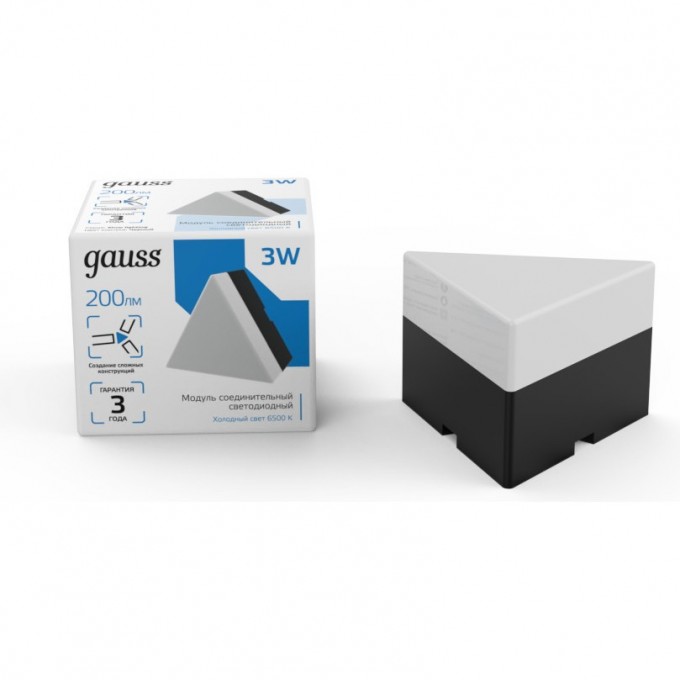 Модуль треугольный светодиодный GAUSS IP40 72*63*55мм 3W 200Лм 6500К Shop Lighting черный 1/100 883665348 Модуль треугольный светодиодный GAUSS IP40 72*63*55мм 3W 200Лм 6500К Shop Lighting черный 1/100 883665348