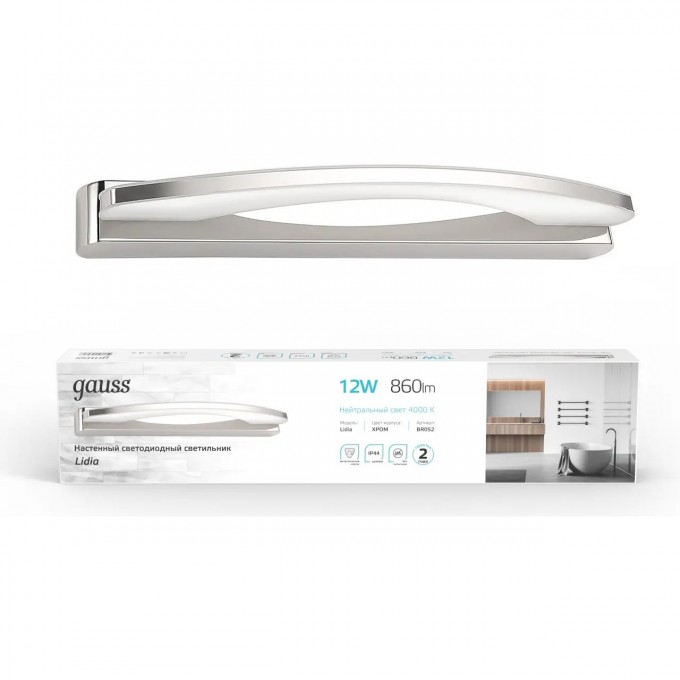 Настенный светодиодный светильник GAUSS LIDIA 12W 860lm 200-240V 540mm LED BR052 Настенный светодиодный светильник GAUSS LIDIA 12W 860lm 200-240V 540mm LED BR052