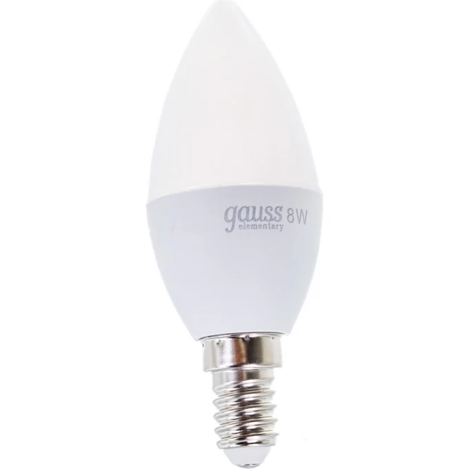 Светодиодная лампа GAUSS LED ELEMENTARY CANDLE 8W E14 4100K 33128 Светодиодная лампа GAUSS LED ELEMENTARY CANDLE 8W E14 4100K 33128